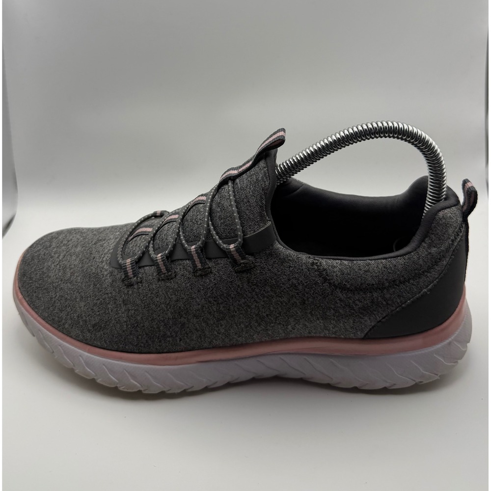 Athletic Works Slip On Sneakers Womens 8.5 Grey Pink Good Bungee Athleisure